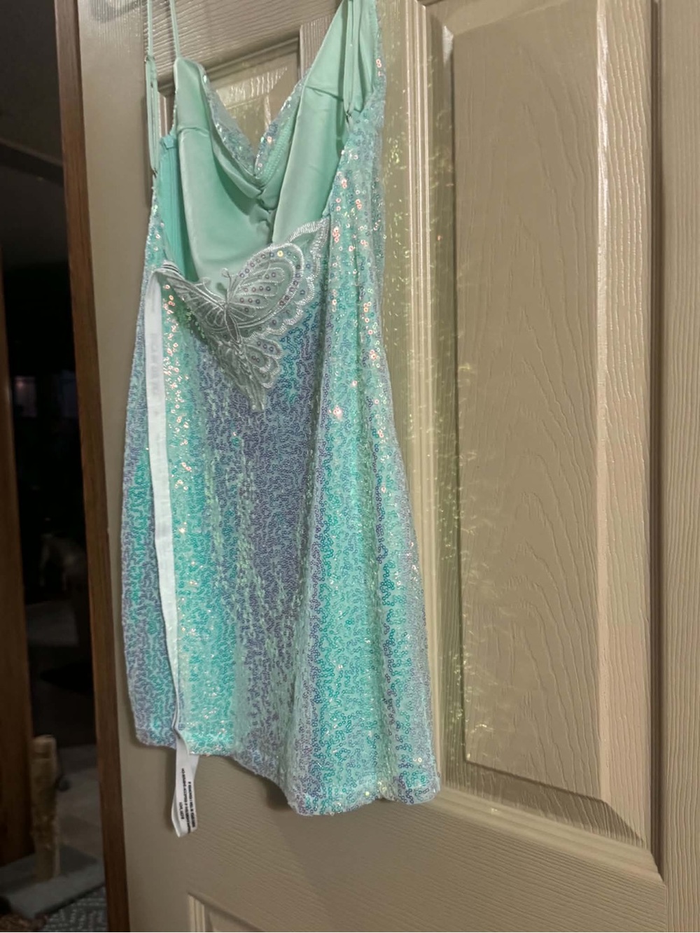 Lucy in the sky Girls' Sequin Butterfly Party Dress - Sea Foam